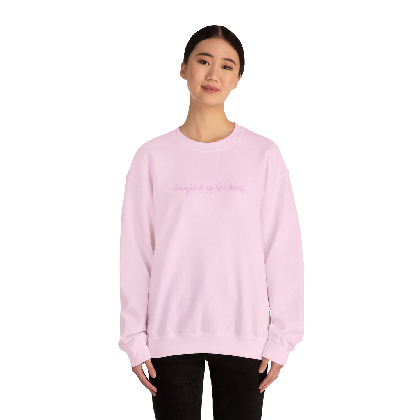 Pink "Daughter of the King" Script Crewneck Sweatshirt, Bow Crewneck