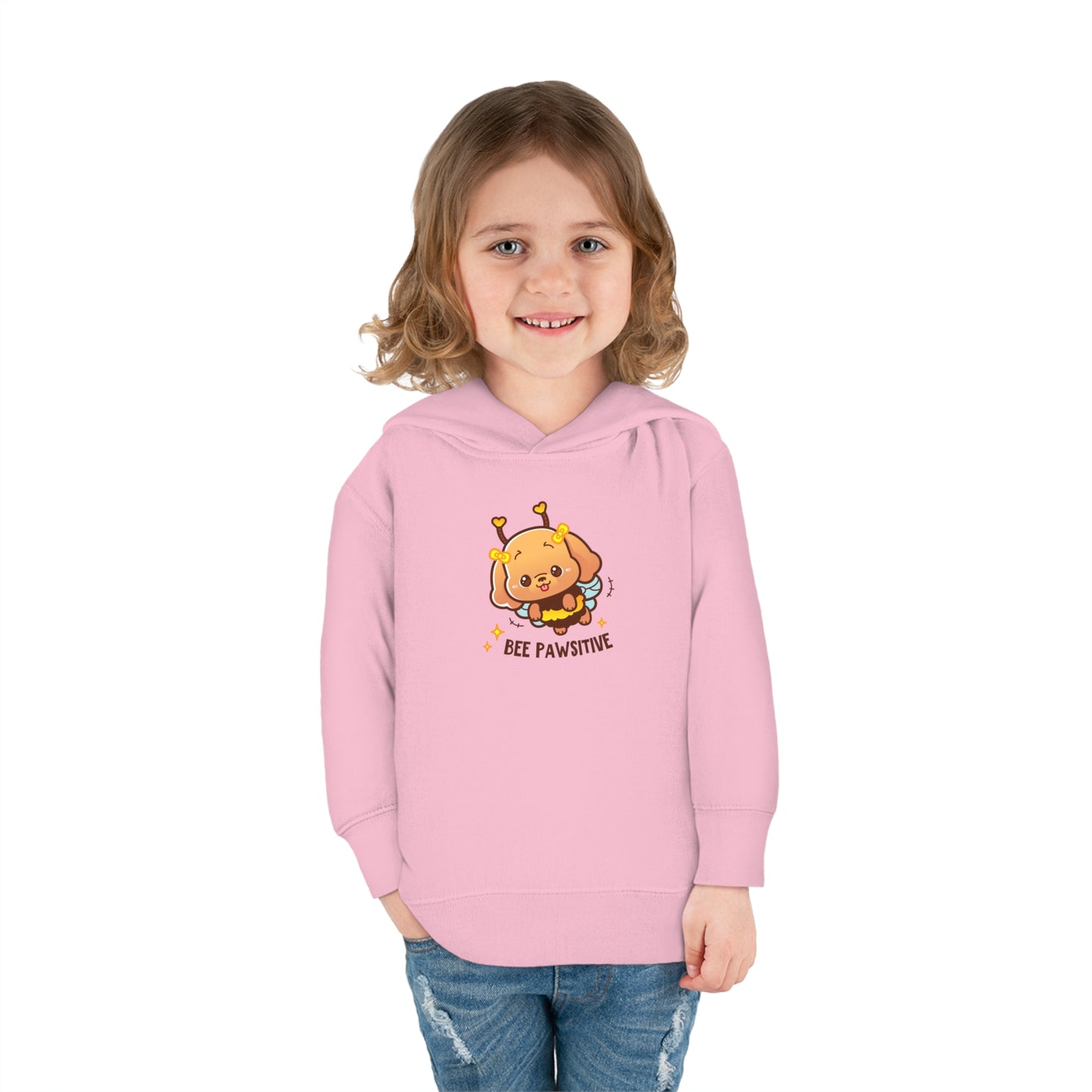 Bee Pawsitive Toddler Pullover Fleece Hoodie, Cute Dog Inspired Kids Hoodie, Be Positive Pullover For Toddlers, Gift For Toddler