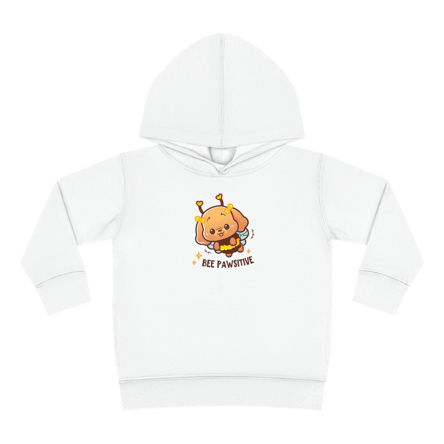 Bee Pawsitive Toddler Pullover Fleece Hoodie, Cute Dog Inspired Kids Hoodie, Be Positive Pullover For Toddlers, Gift For Toddler