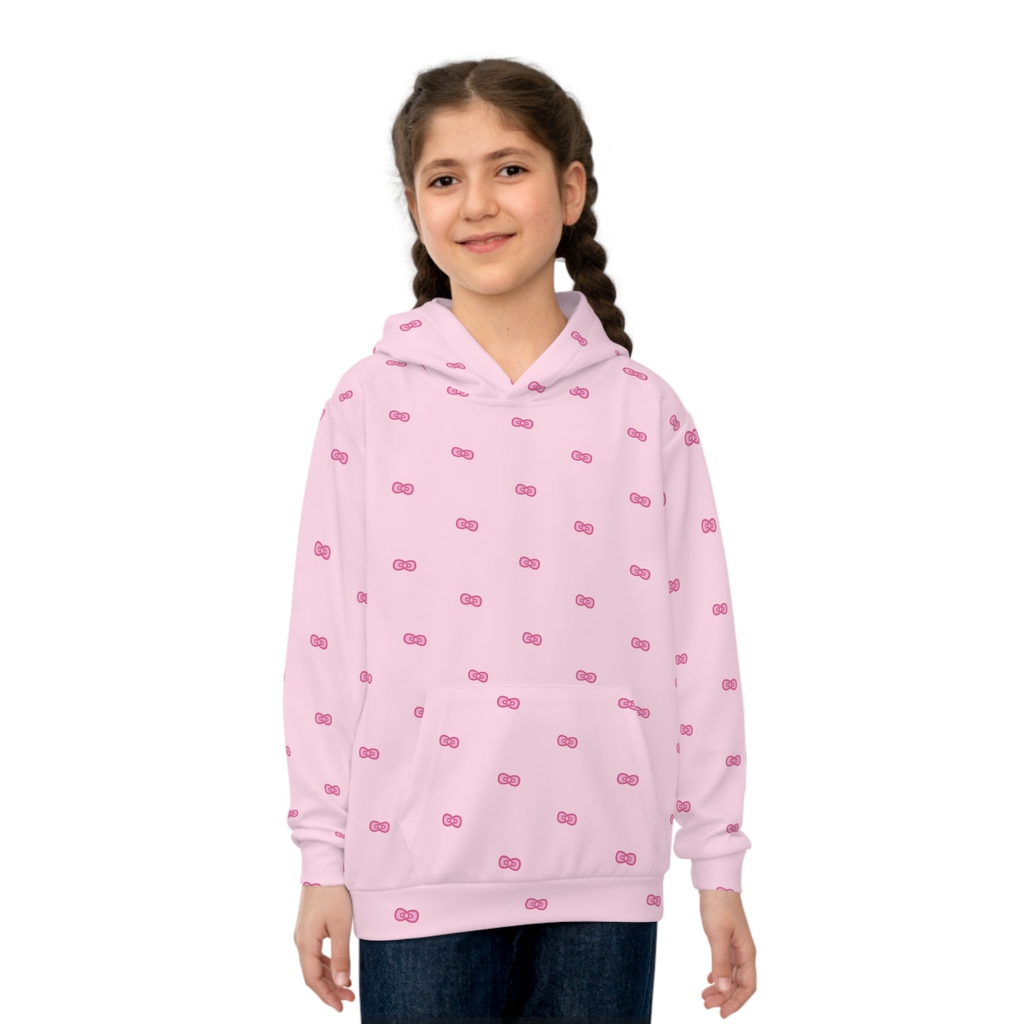 Chloe's Pink Bows Hoodie, Cute Kids Hoodie, Kawaii Kids Pullover