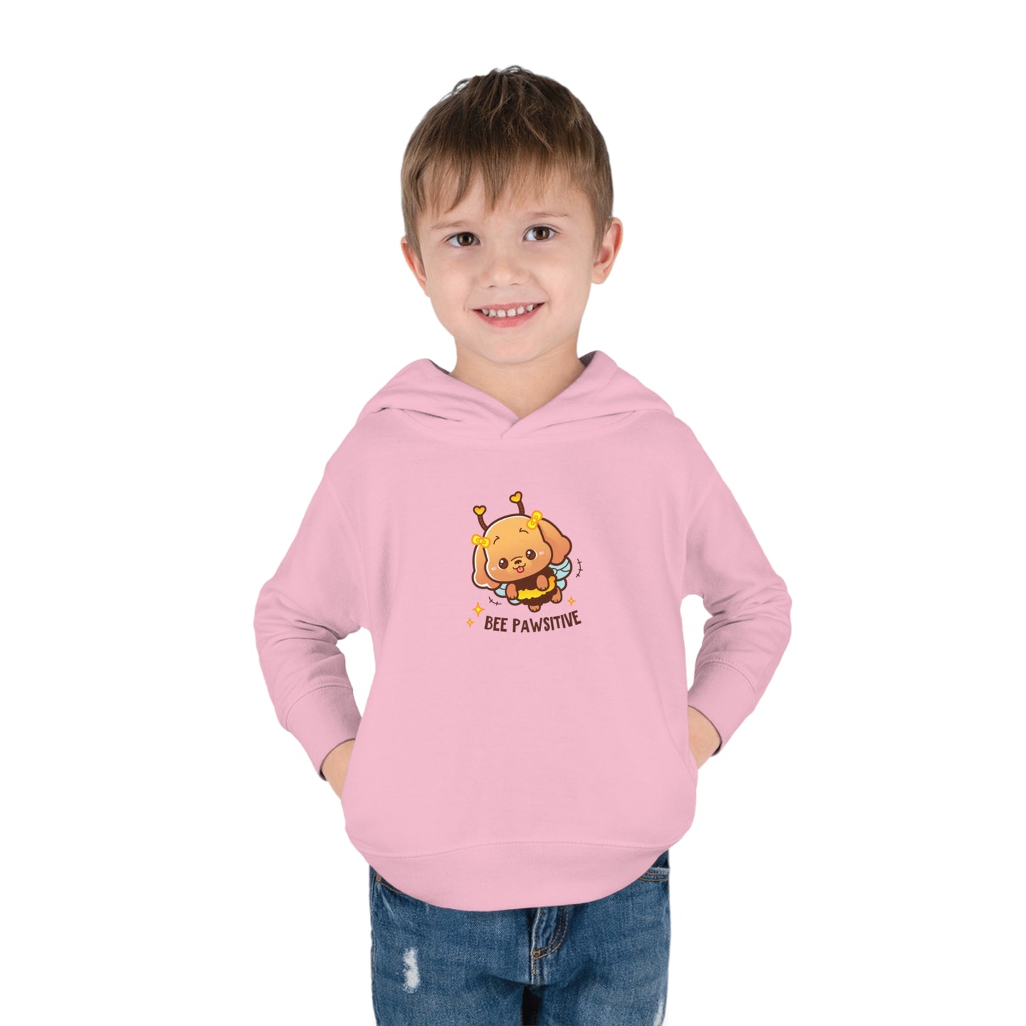 Bee Pawsitive Toddler Pullover Fleece Hoodie, Cute Dog Inspired Kids Hoodie, Be Positive Pullover For Toddlers, Gift For Toddler