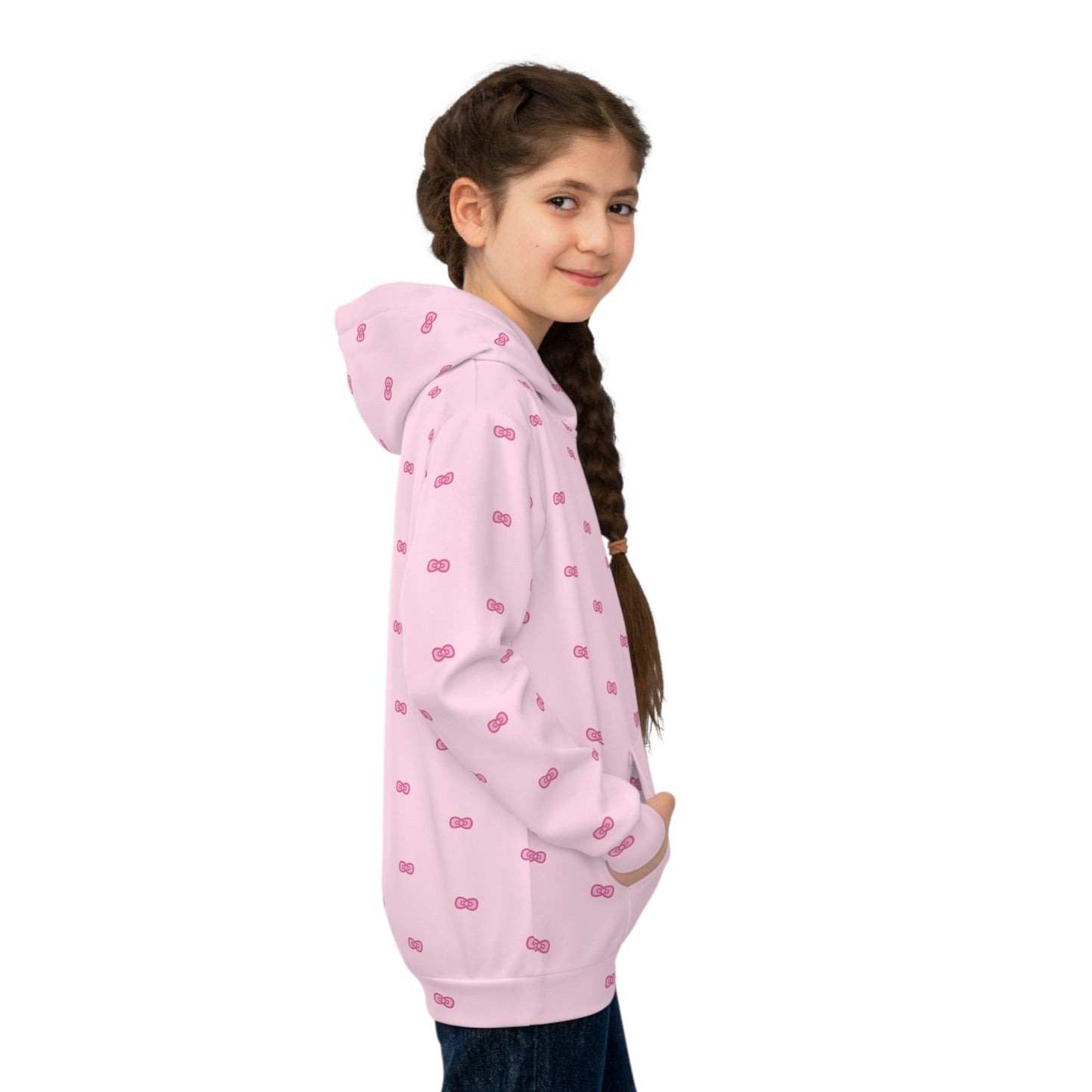 Chloe's Pink Bows Hoodie, Cute Kids Hoodie, Kawaii Kids Pullover
