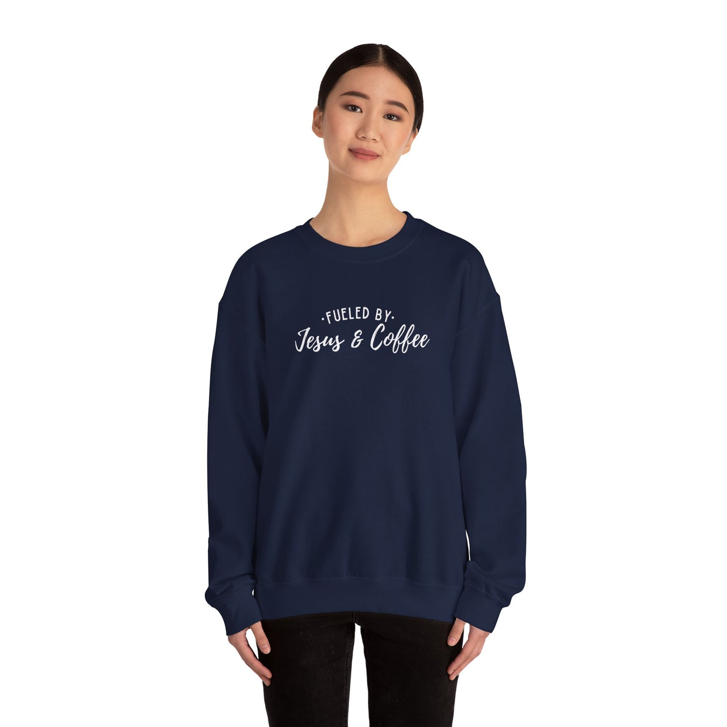 Fueled by Jesus and Coffee Faith Crewneck Sweatshirt, Jesus Crewneck, Coffee Lover Gift