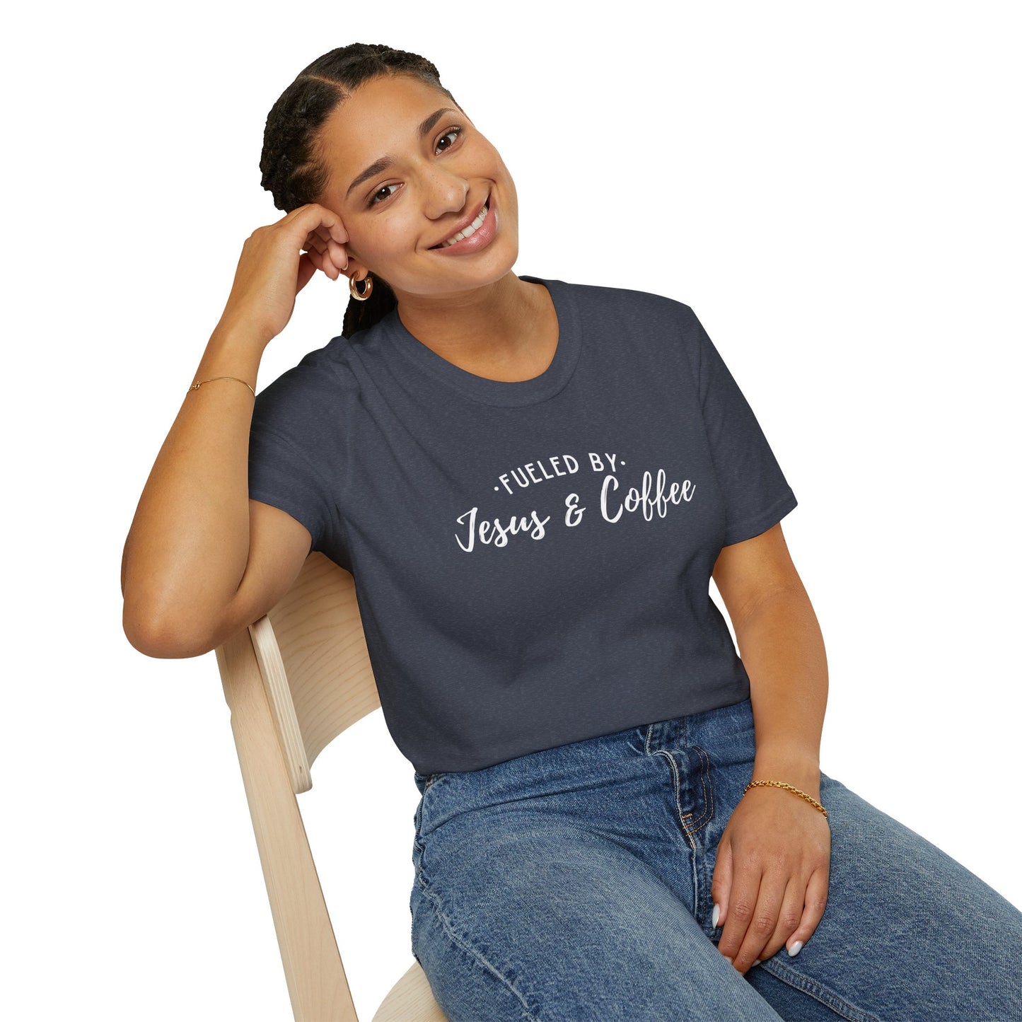 Jesus & Coffee T-Shirt - "Fueled by Jesus & Coffee" Christian Faith Graphic Tee