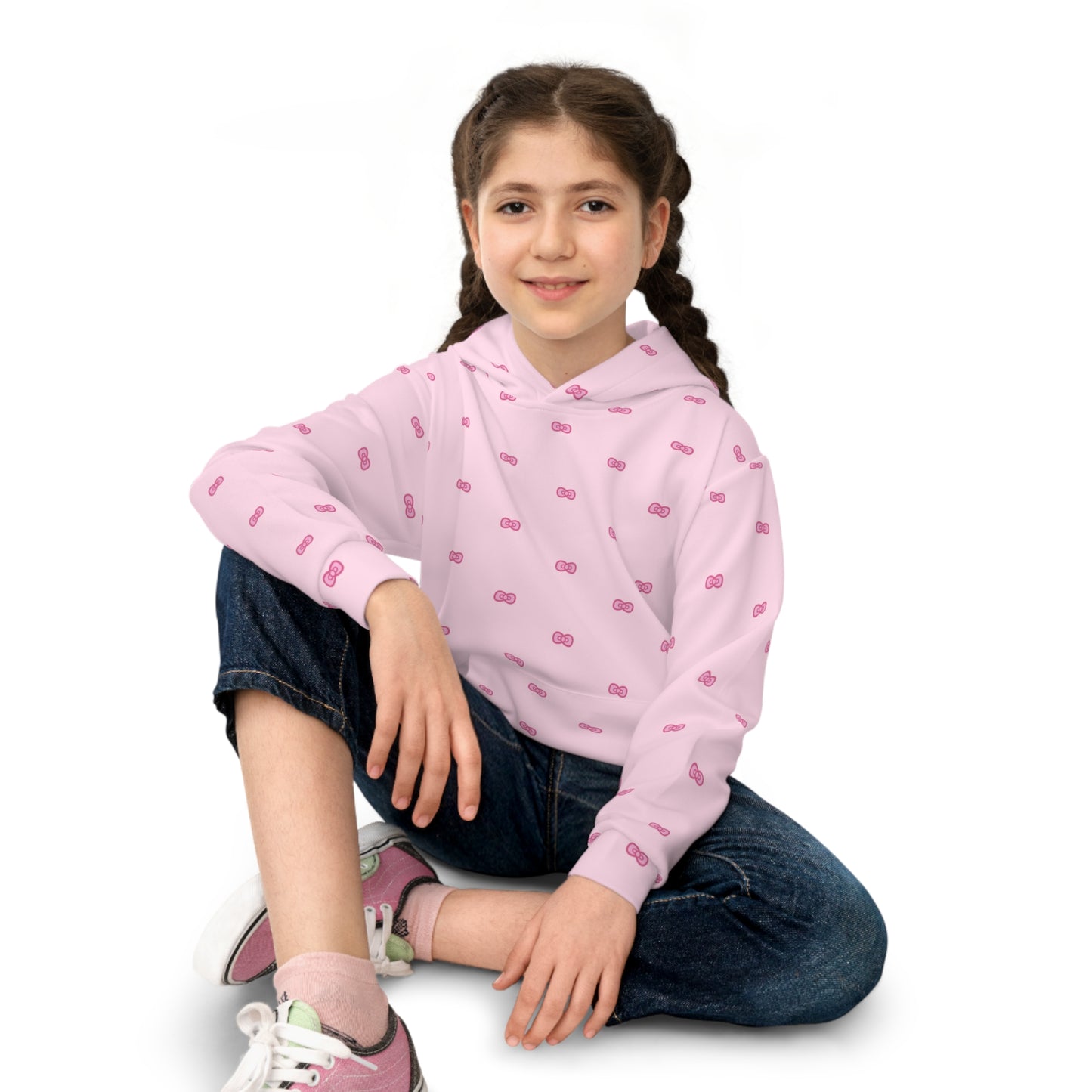 Chloe's Pink Bows Hoodie, Cute Kids Hoodie, Kawaii Kids Pullover