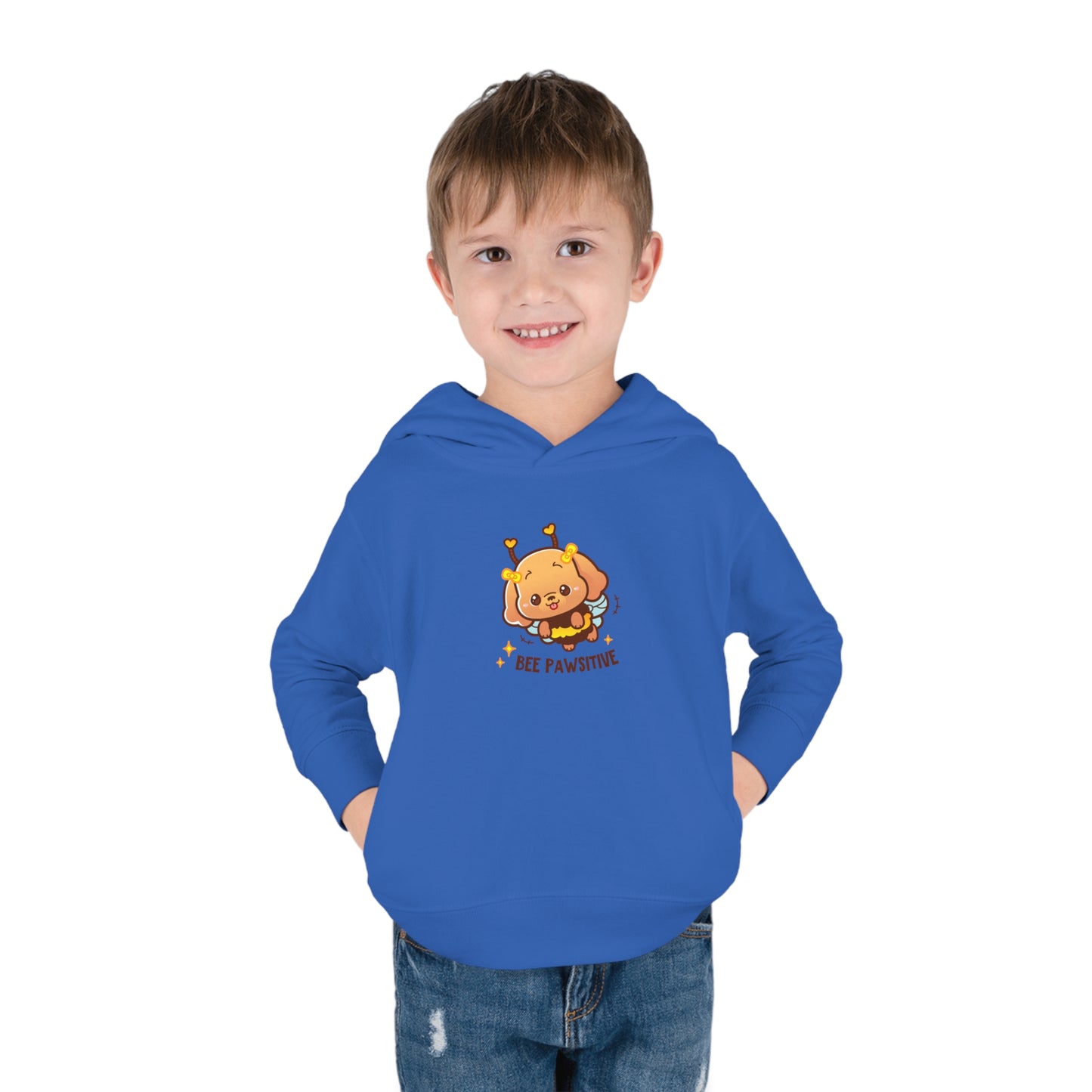 Bee Pawsitive Toddler Pullover Fleece Hoodie, Cute Dog Inspired Kids Hoodie, Be Positive Pullover For Toddlers, Gift For Toddler