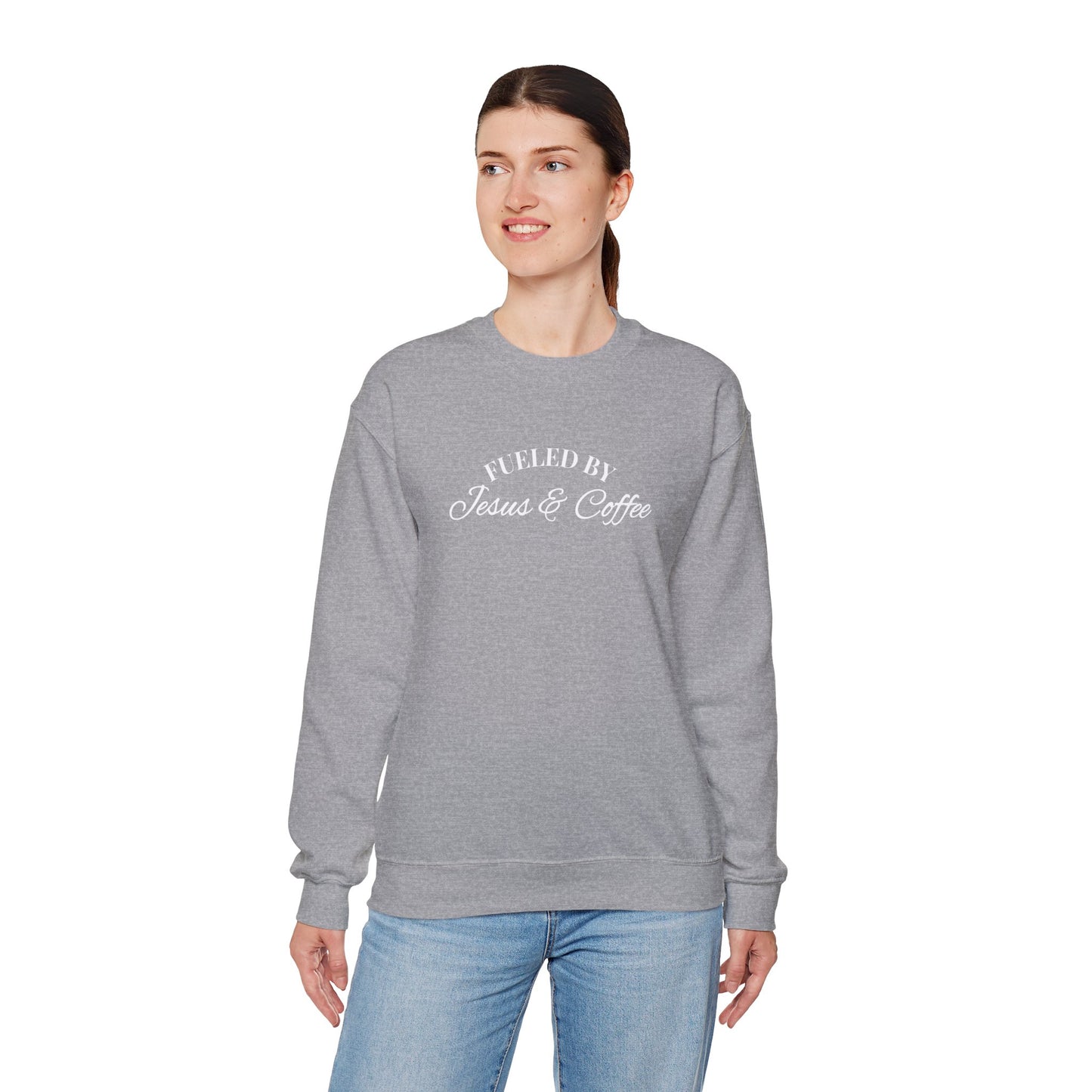 Fueled by Jesus and Coffee Sweatshirt — Christian Faith Coffee Crewneck