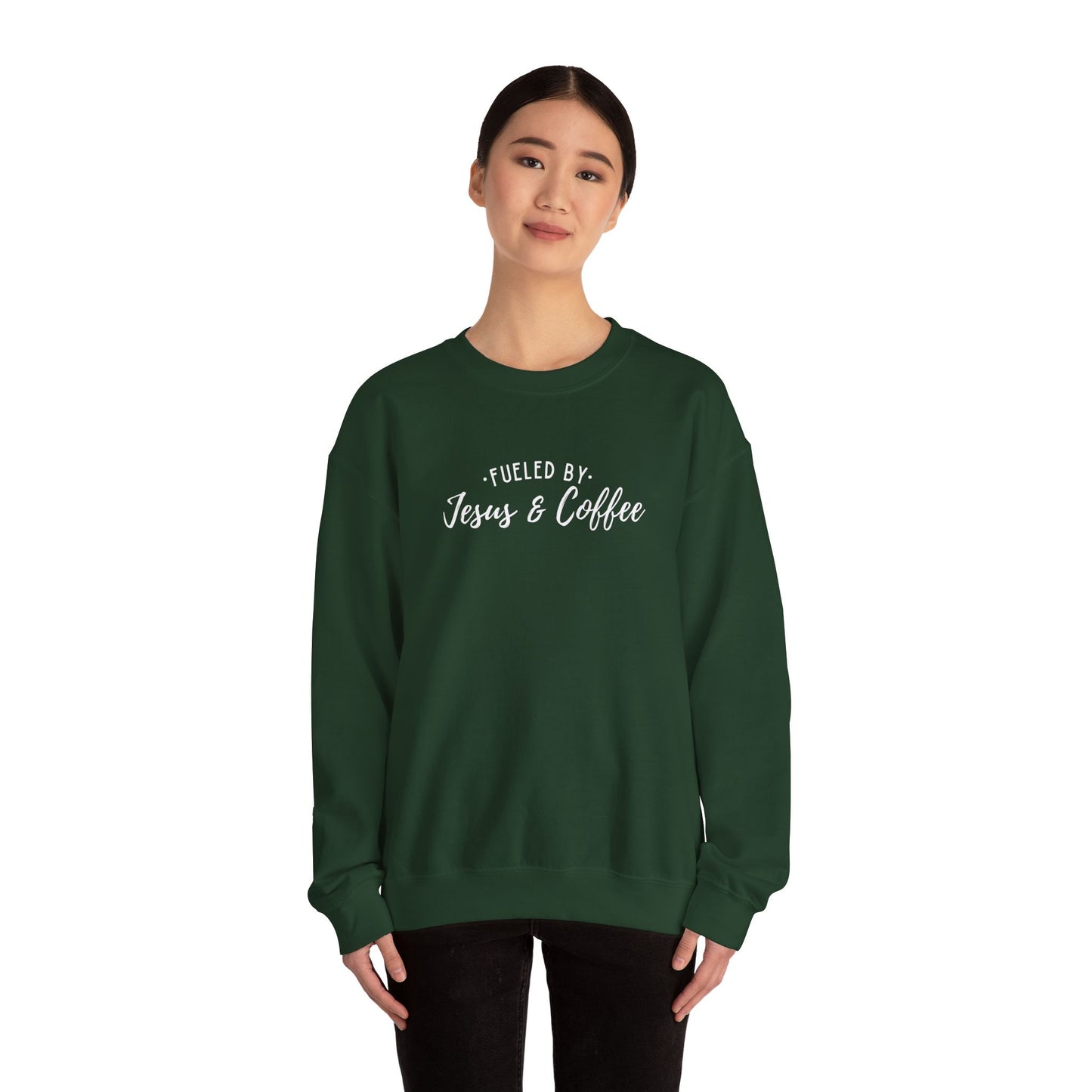 Fueled by Jesus and Coffee Faith Crewneck Sweatshirt, Jesus Crewneck, Coffee Lover Gift