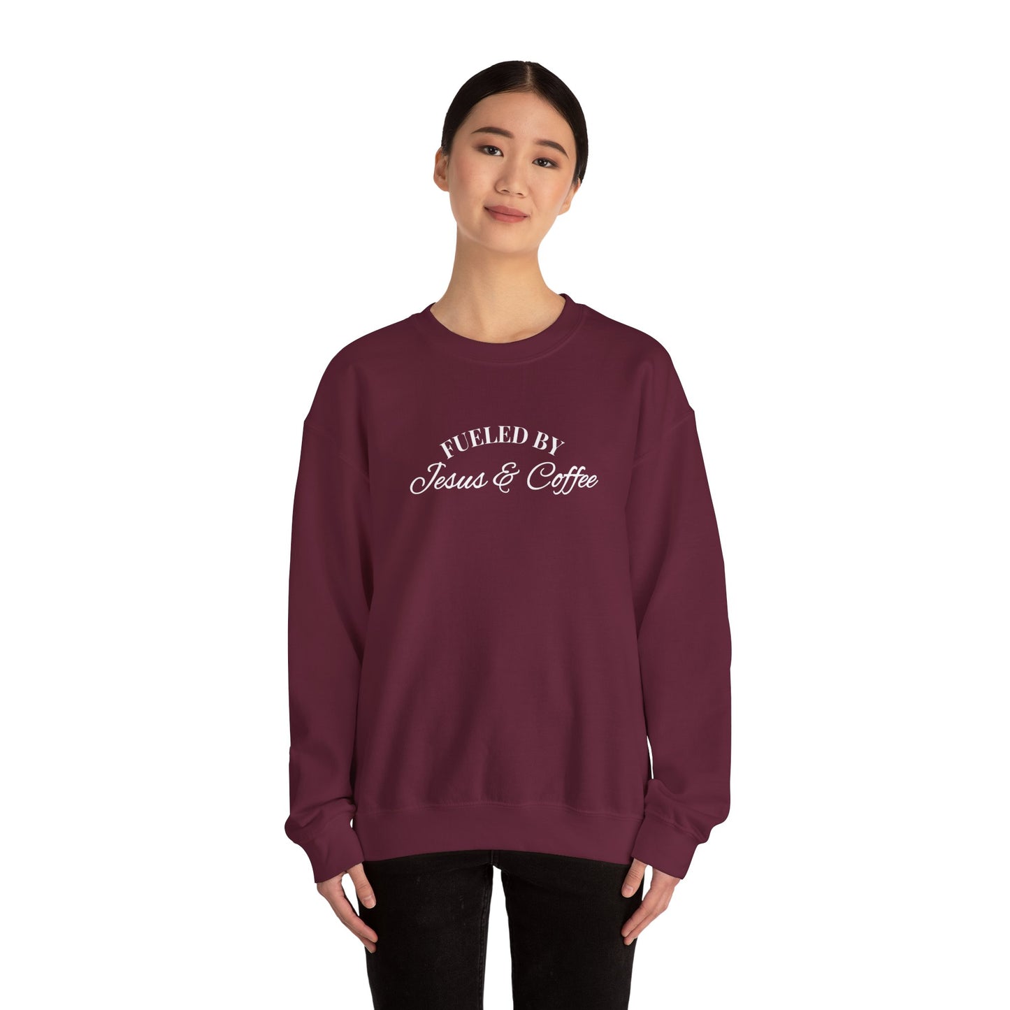 Fueled by Jesus and Coffee Sweatshirt — Christian Faith Coffee Crewneck