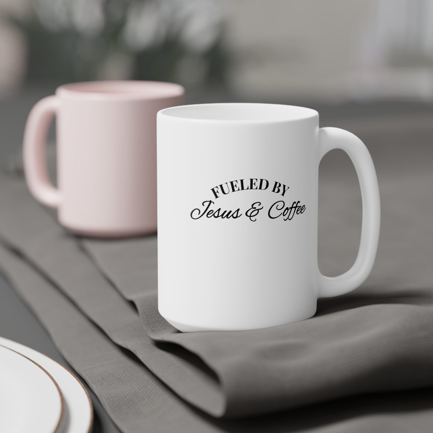 Fueled by Jesus Ceramic Mug — Christian Coffee Cup