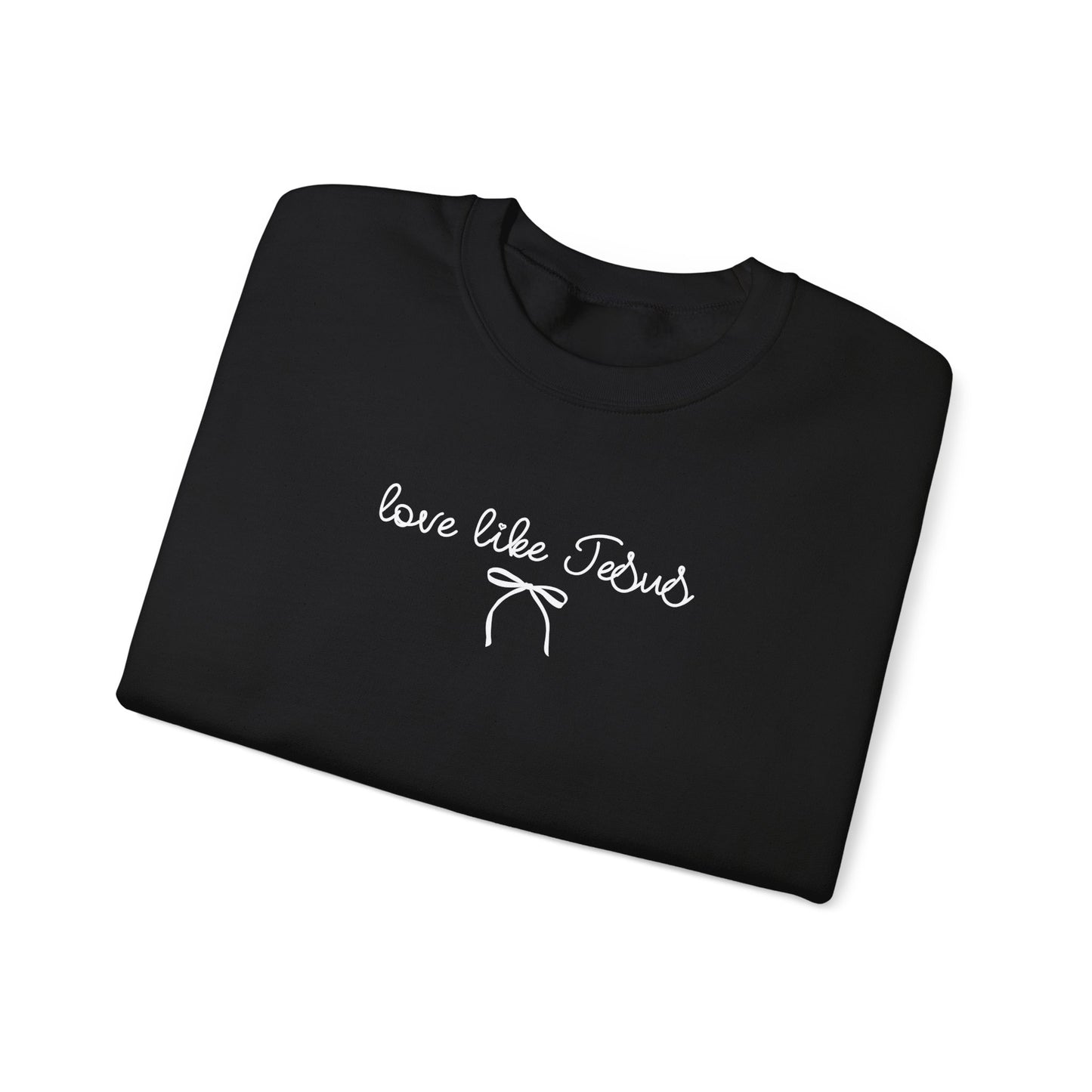"Love Like Jesus" Script Crewneck Sweatshirt, Bow Crewneck
