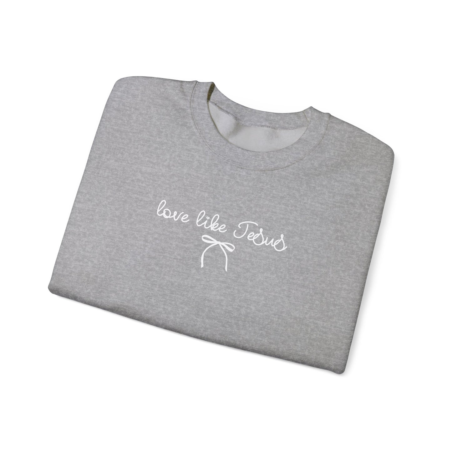 "Love Like Jesus" Script Crewneck Sweatshirt, Bow Crewneck