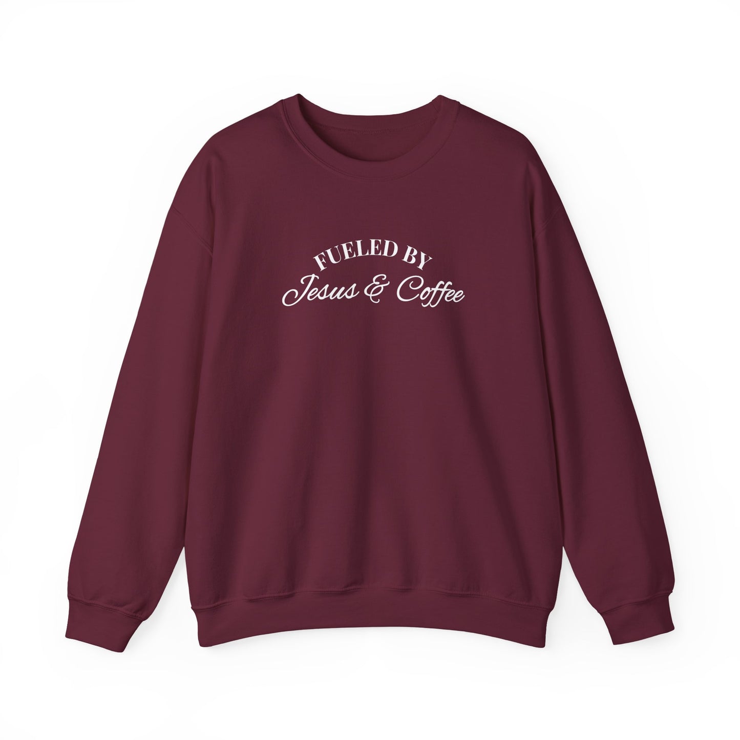 Fueled by Jesus and Coffee Sweatshirt — Christian Faith Coffee Crewneck
