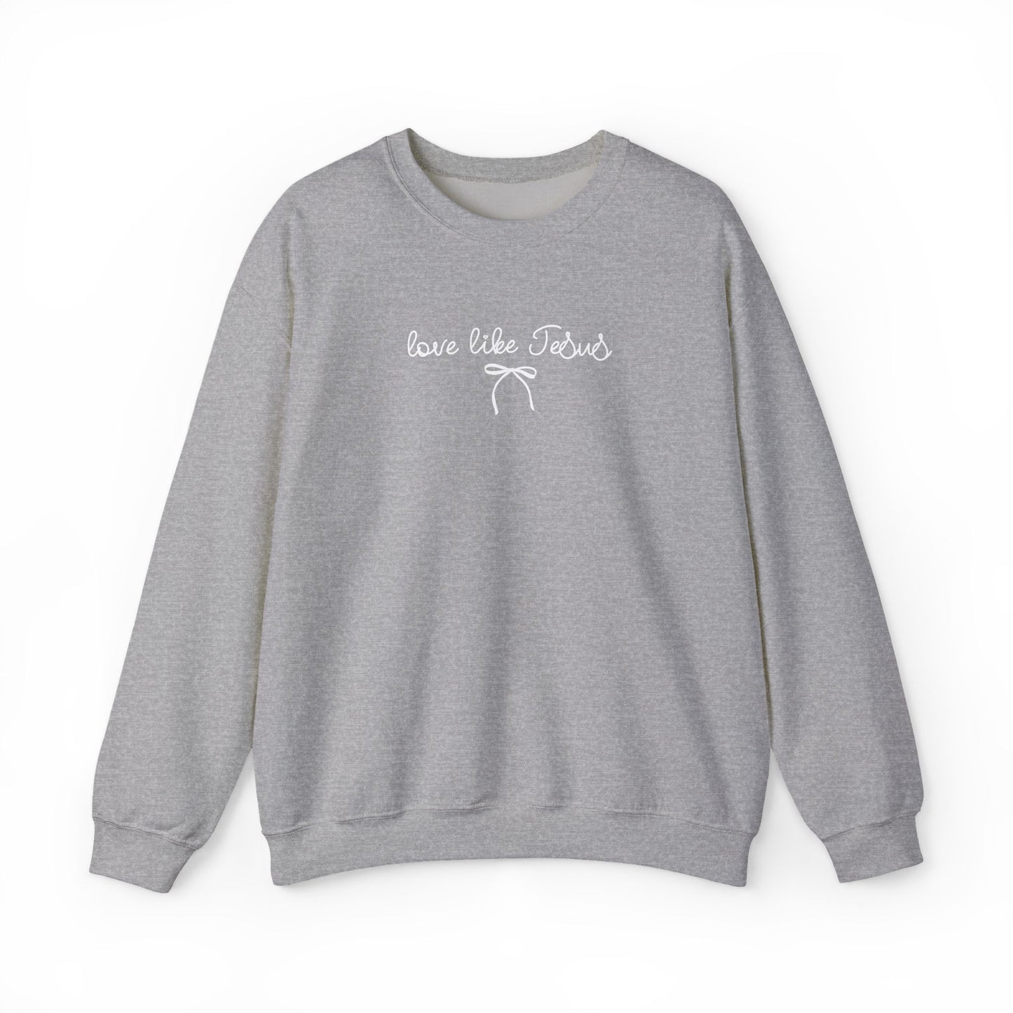 "Love Like Jesus" Script Crewneck Sweatshirt, Bow Crewneck