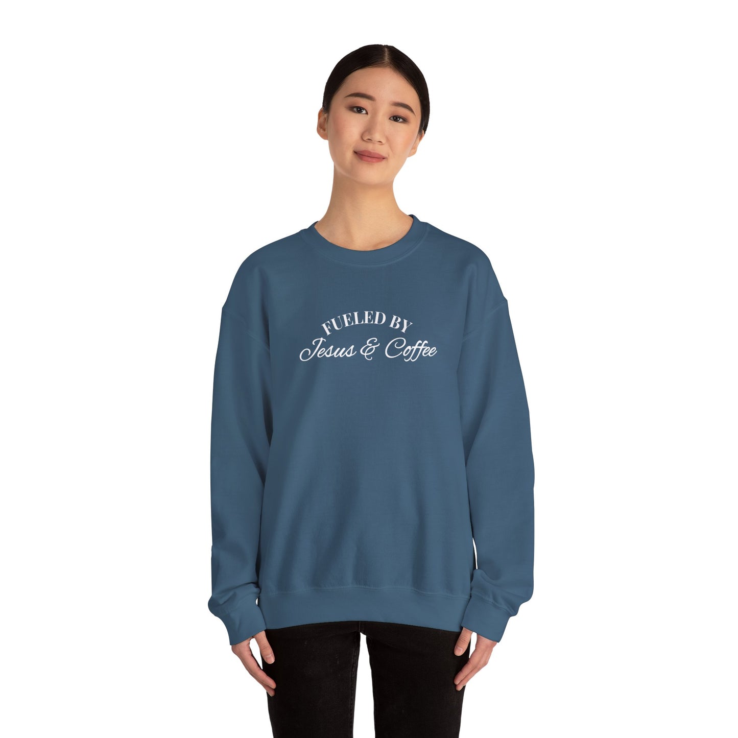 Fueled by Jesus and Coffee Sweatshirt — Christian Faith Coffee Crewneck
