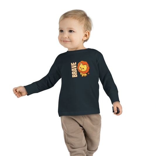 Christian Toddler Long Sleeve Tee, Faith Toddler T-Shirt, Kids Long Sleeve Faith T-shirt, Brave Lion Kids Long Sleeve Tee