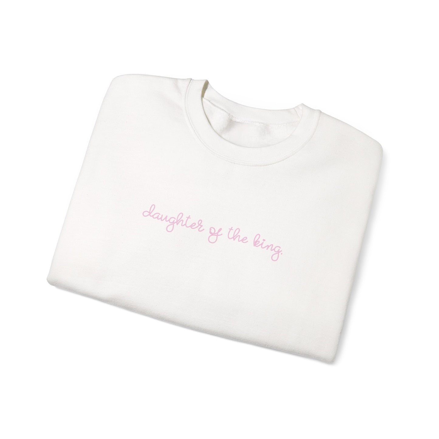 Pink "Daughter of the King" Script Crewneck Sweatshirt, Bow Crewneck