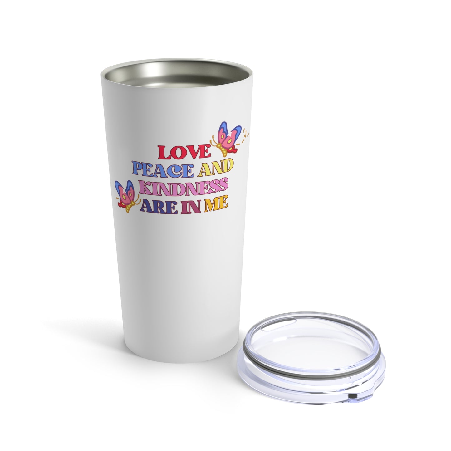 Love Peace and Kindness Tumbler 20oz, Travel Mug, Stainless Steel Mug, Insulated Tumbler,