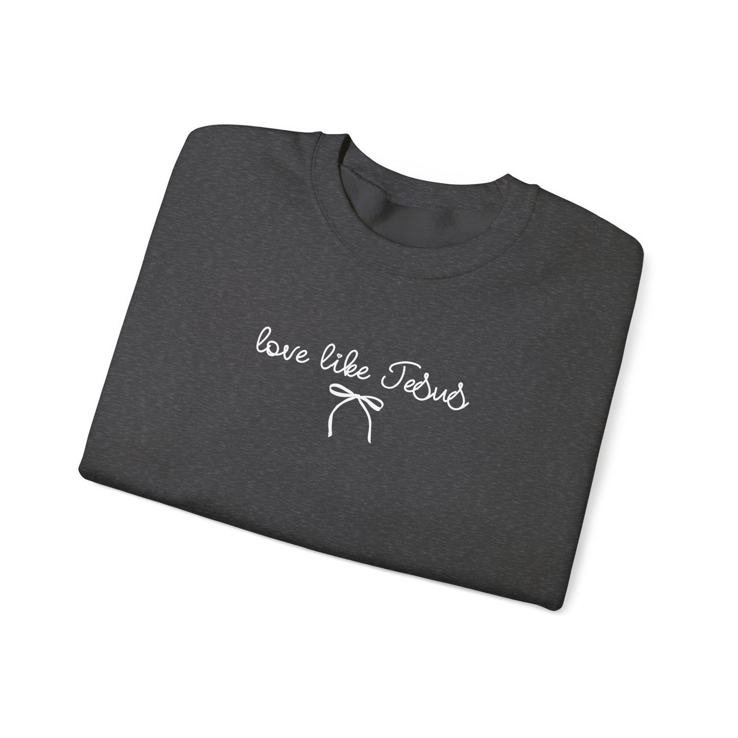"Love Like Jesus" Script Crewneck Sweatshirt, Bow Crewneck