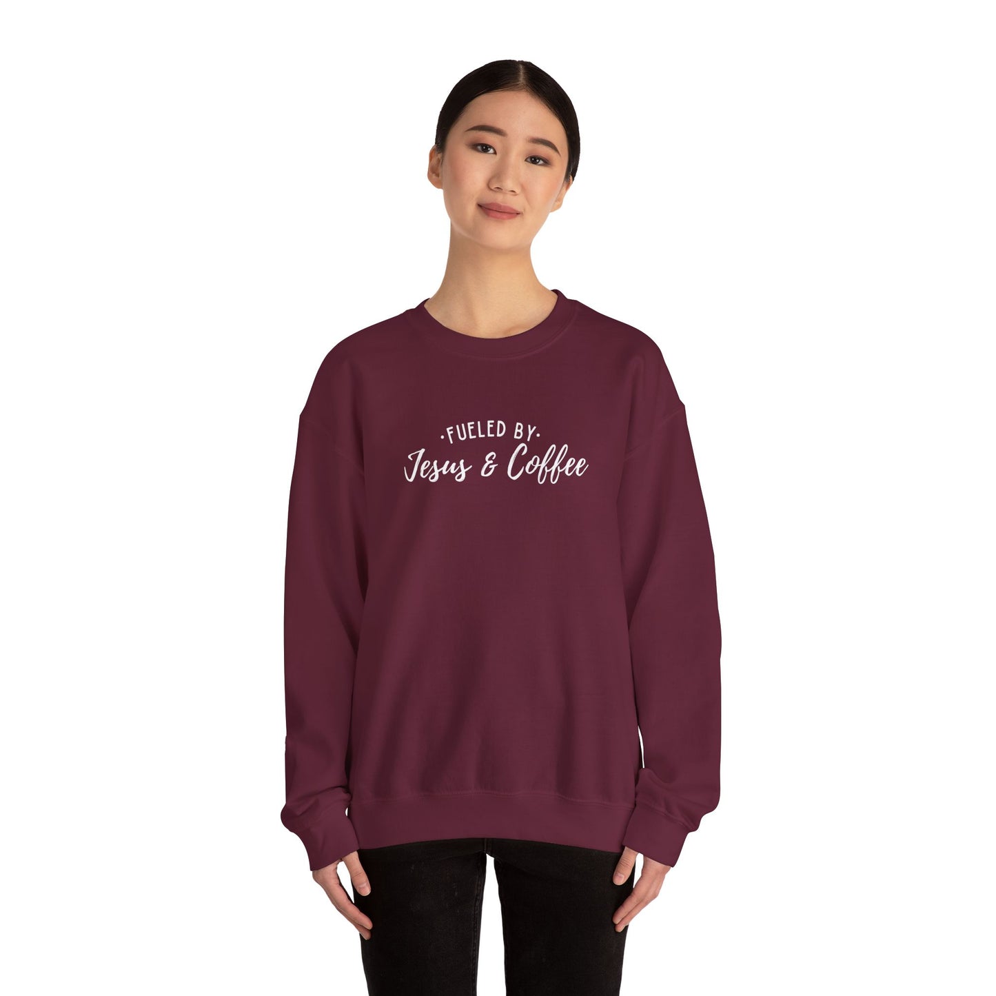 Fueled by Jesus and Coffee Faith Crewneck Sweatshirt, Jesus Crewneck, Coffee Lover Gift