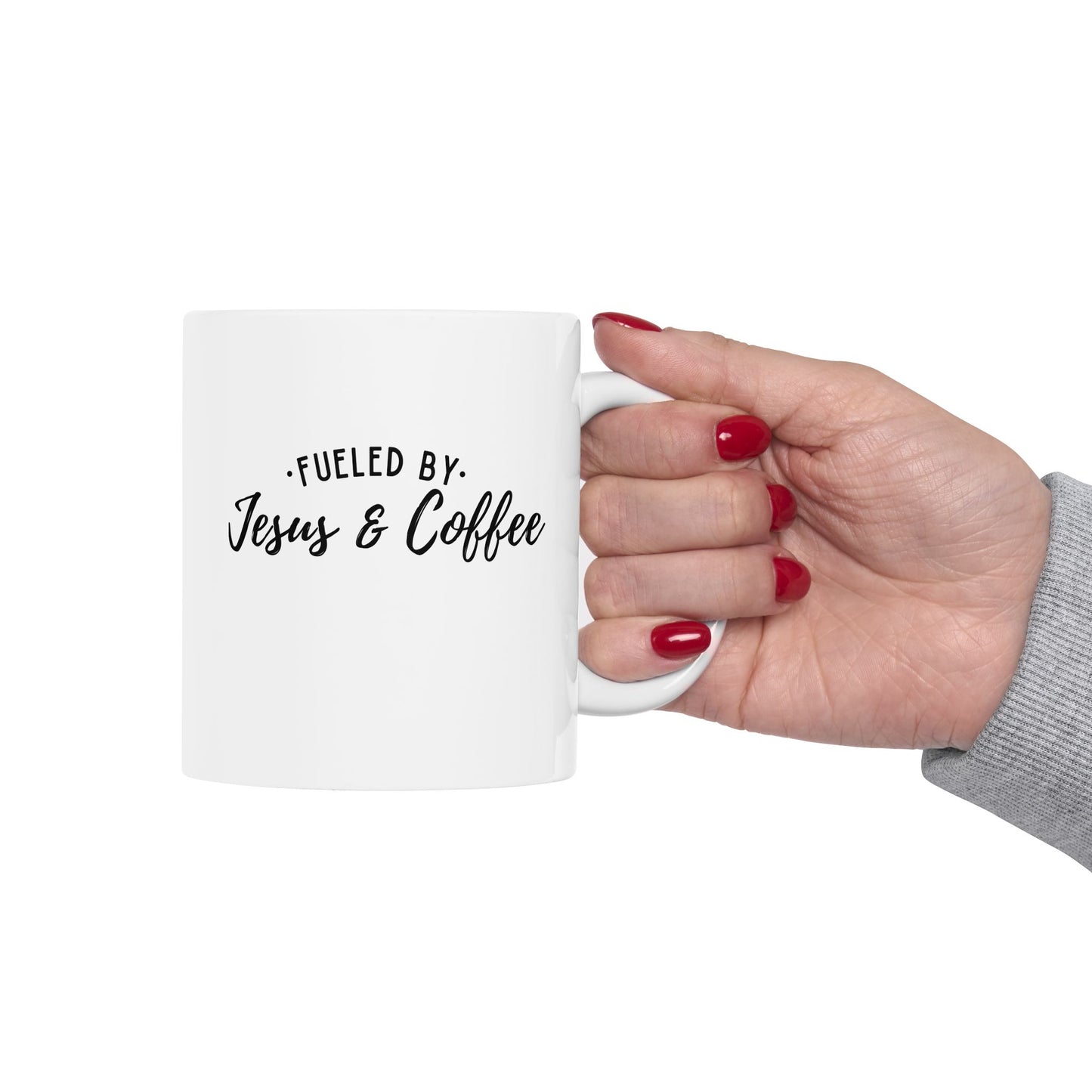 Fueled by Jesus Ceramic Mug — Christian Coffee Cup (11oz & 15oz)