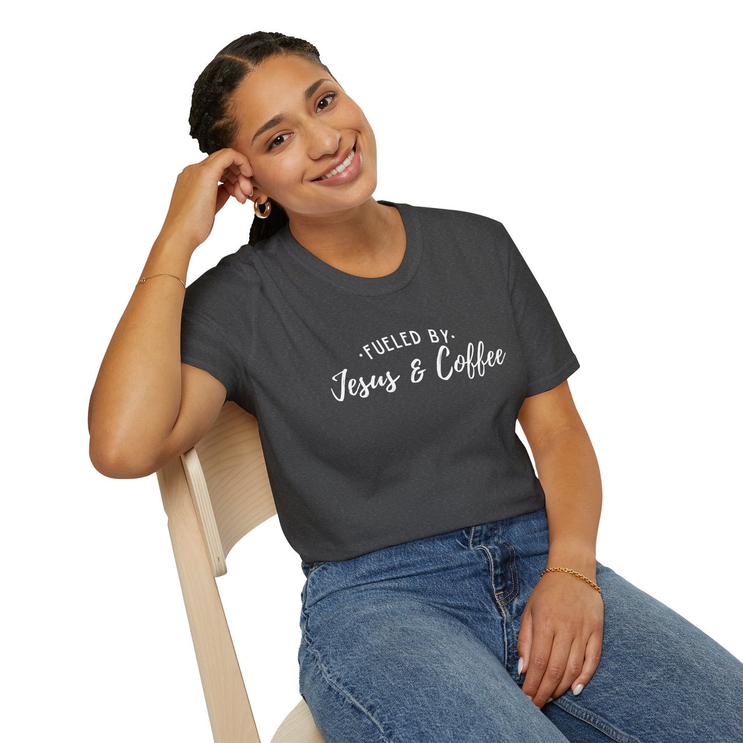 Jesus & Coffee T-Shirt - "Fueled by Jesus & Coffee" Christian Faith Graphic Tee