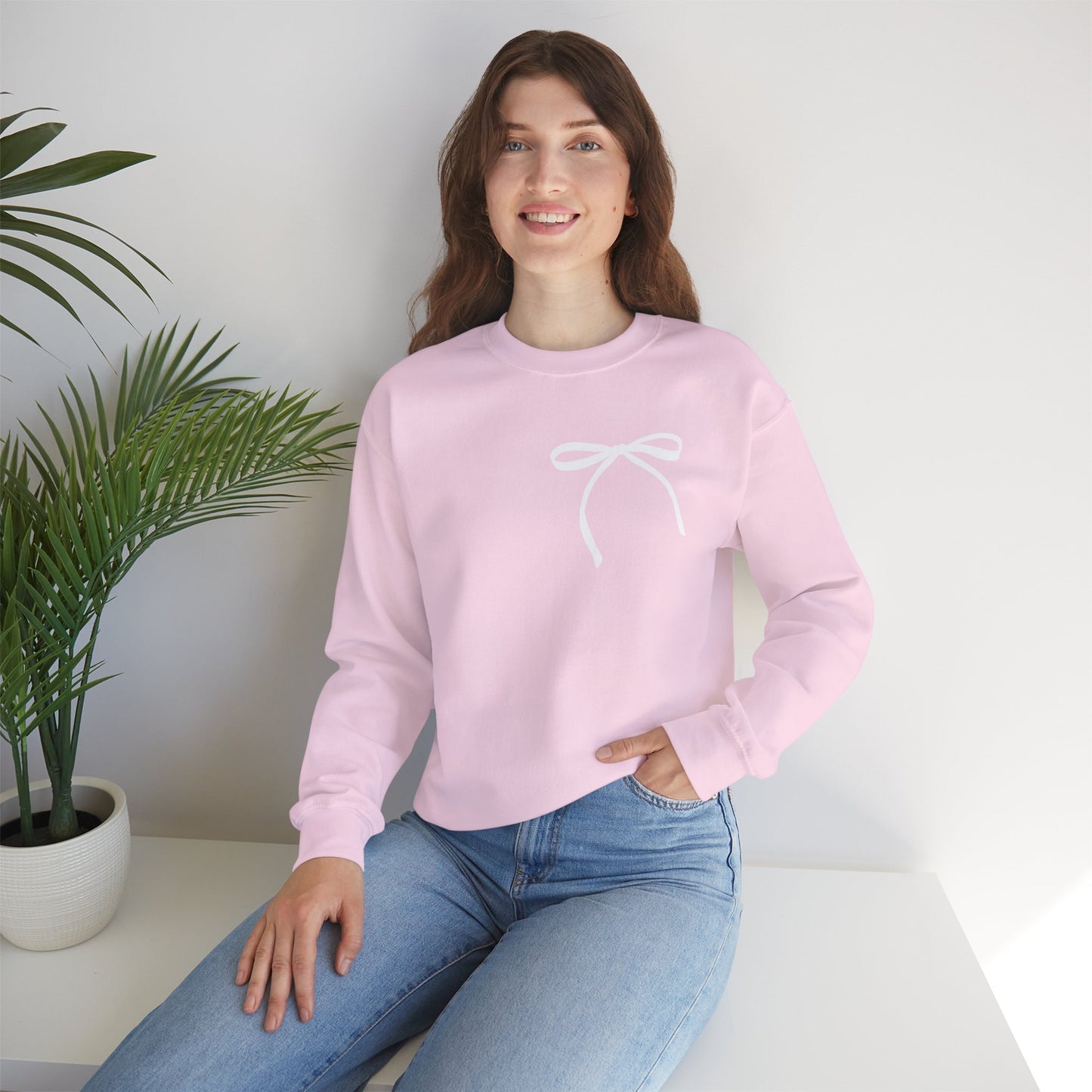 Minimalist Bow Crewneck Sweatshirt Simple Chic Bow Design