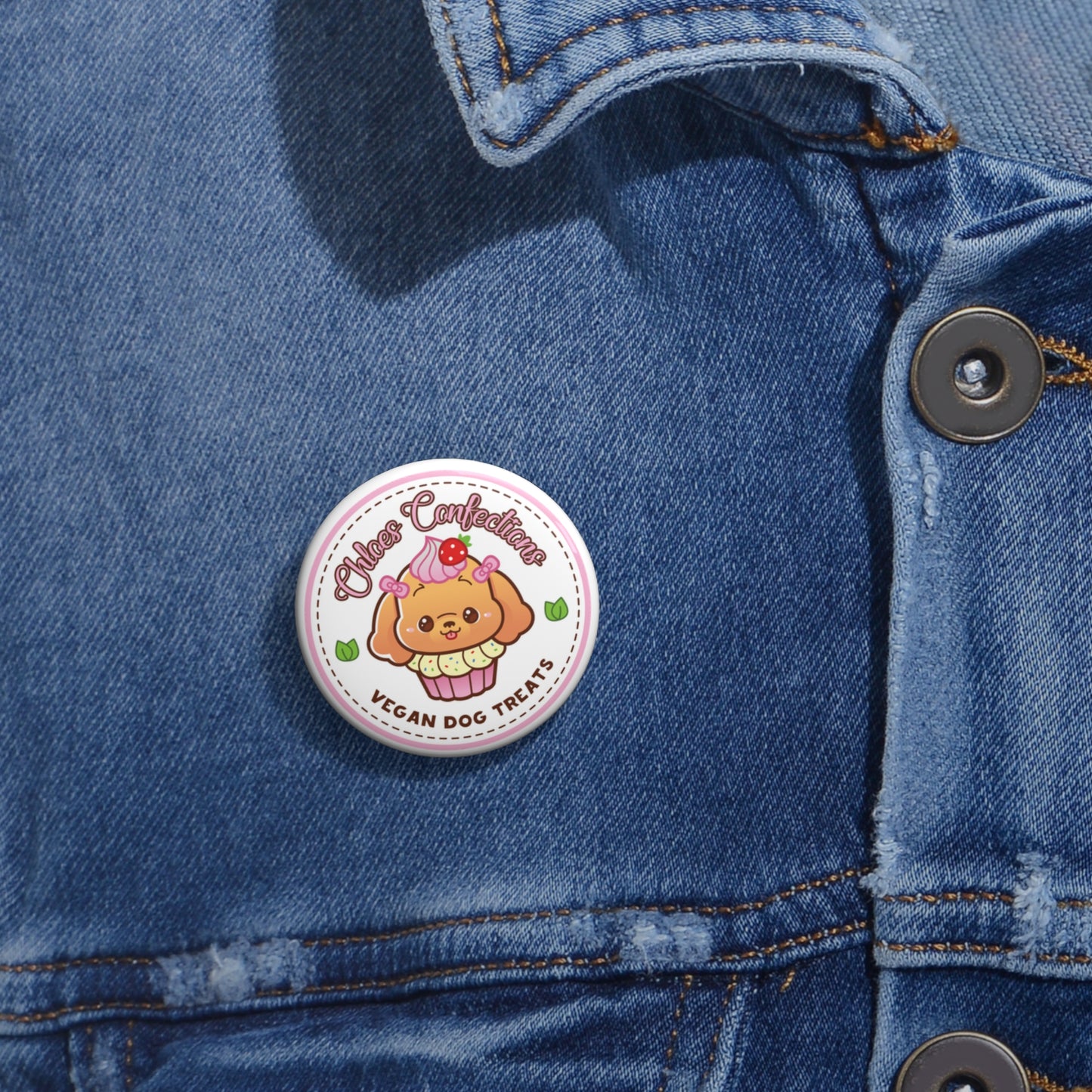 Chloe's Vegan Pin Button, Cute Chibi Pin Button, Cute Kawaii Pin Button, Vegan Pin Button