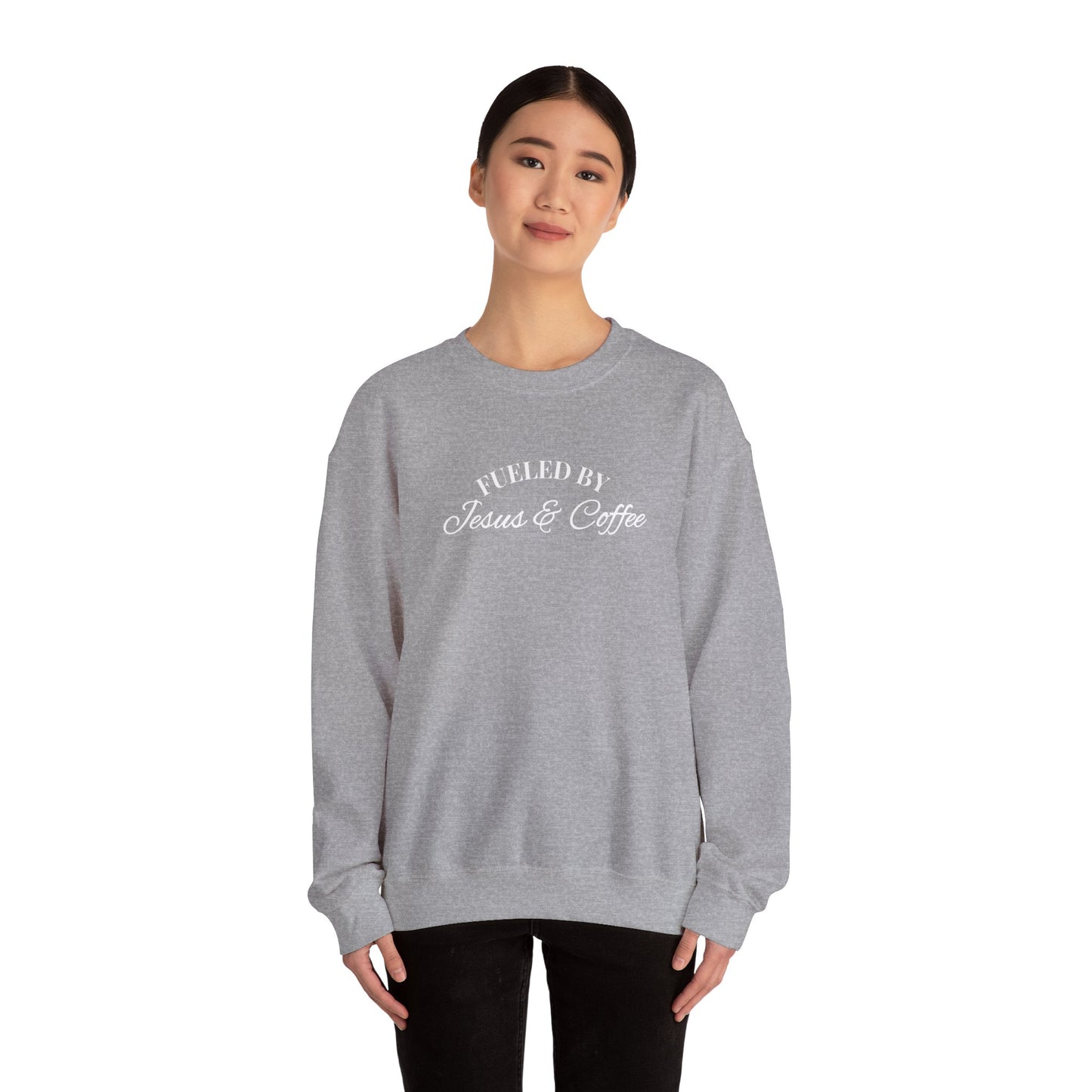Fueled by Jesus and Coffee Sweatshirt — Christian Faith Coffee Crewneck