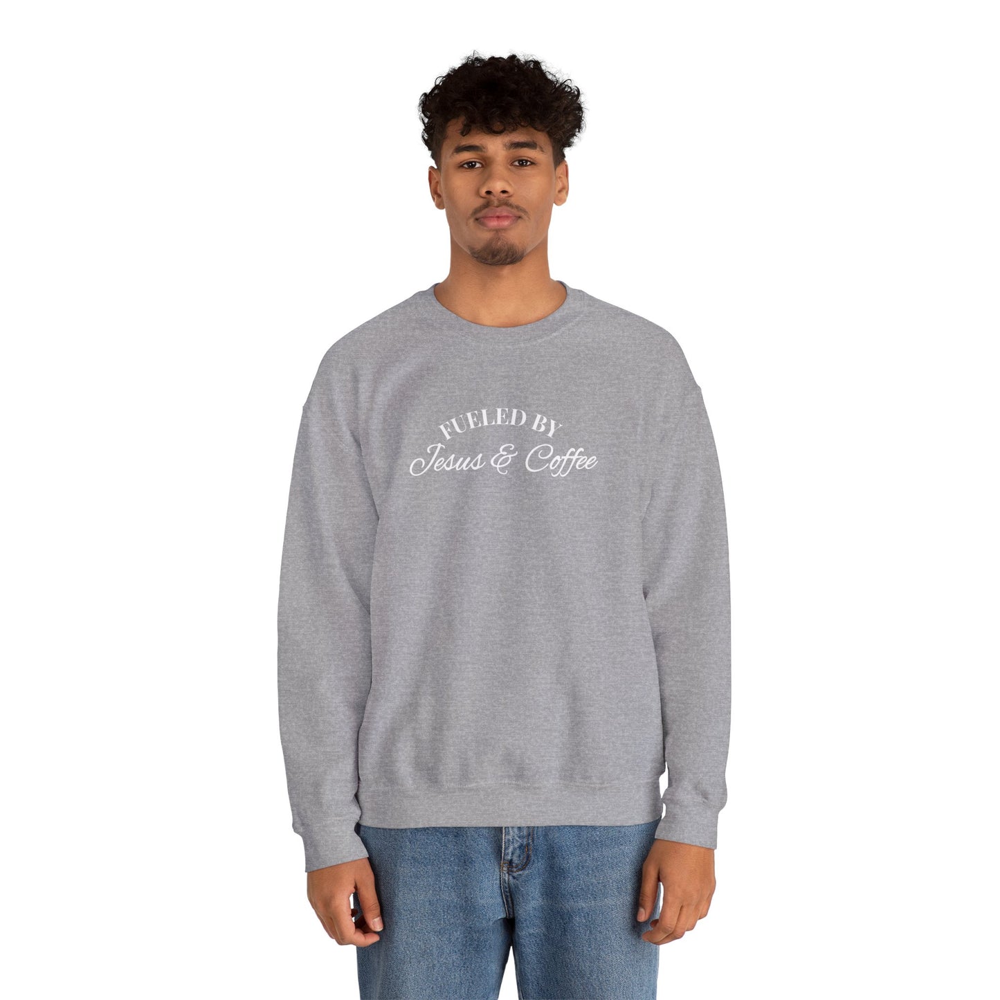 Fueled by Jesus and Coffee Sweatshirt — Christian Faith Coffee Crewneck