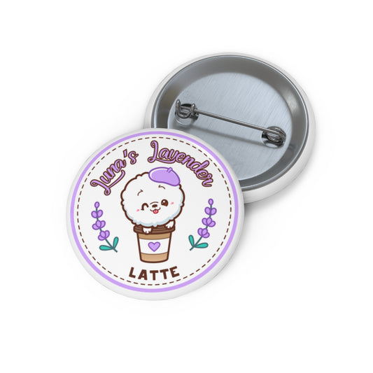 Luna's Lavender Latte Pin Button, Cute Chibi Pin Button, Cute Kawaii Pin Button, Lavender Pin Button