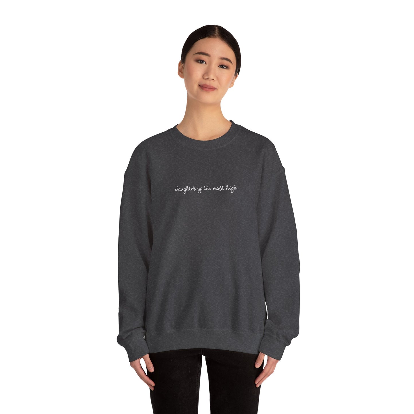 "Daughter of the Most High" Script Crewneck Sweatshirt, Bow Crewneck