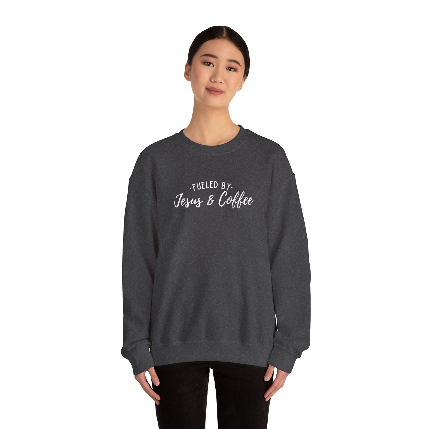 Fueled by Jesus and Coffee Faith Crewneck Sweatshirt, Jesus Crewneck, Coffee Lover Gift
