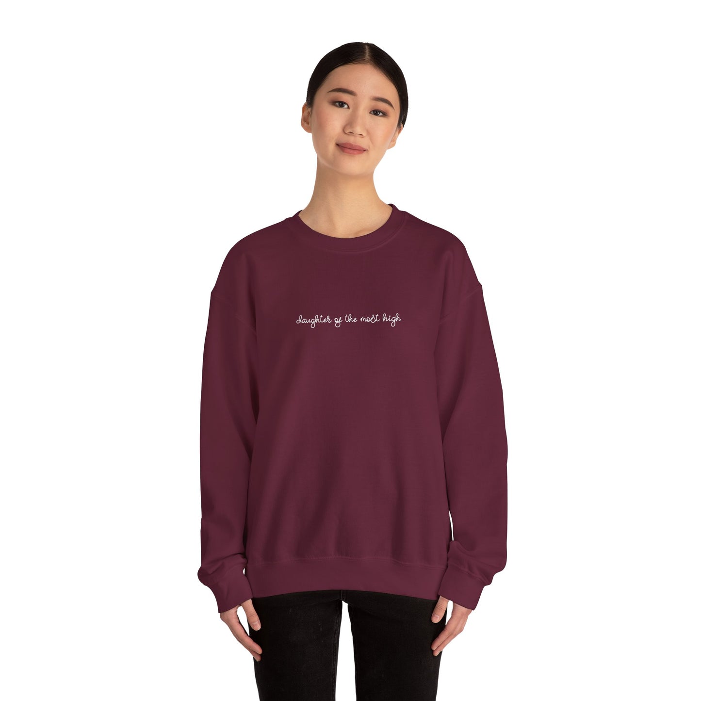 "Daughter of the Most High" Script Crewneck Sweatshirt, Bow Crewneck