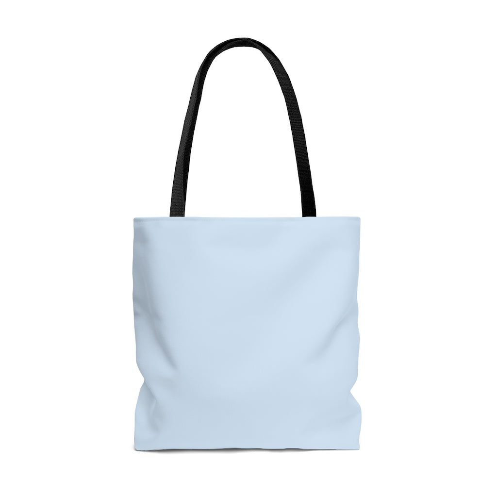 Tote Bag, Gift for Her Pastel Blue Bag, Spring Tote Bag | Minimalist Market Tote & Book Bag Eco Friendly, Cute Chibi Reusable Bag